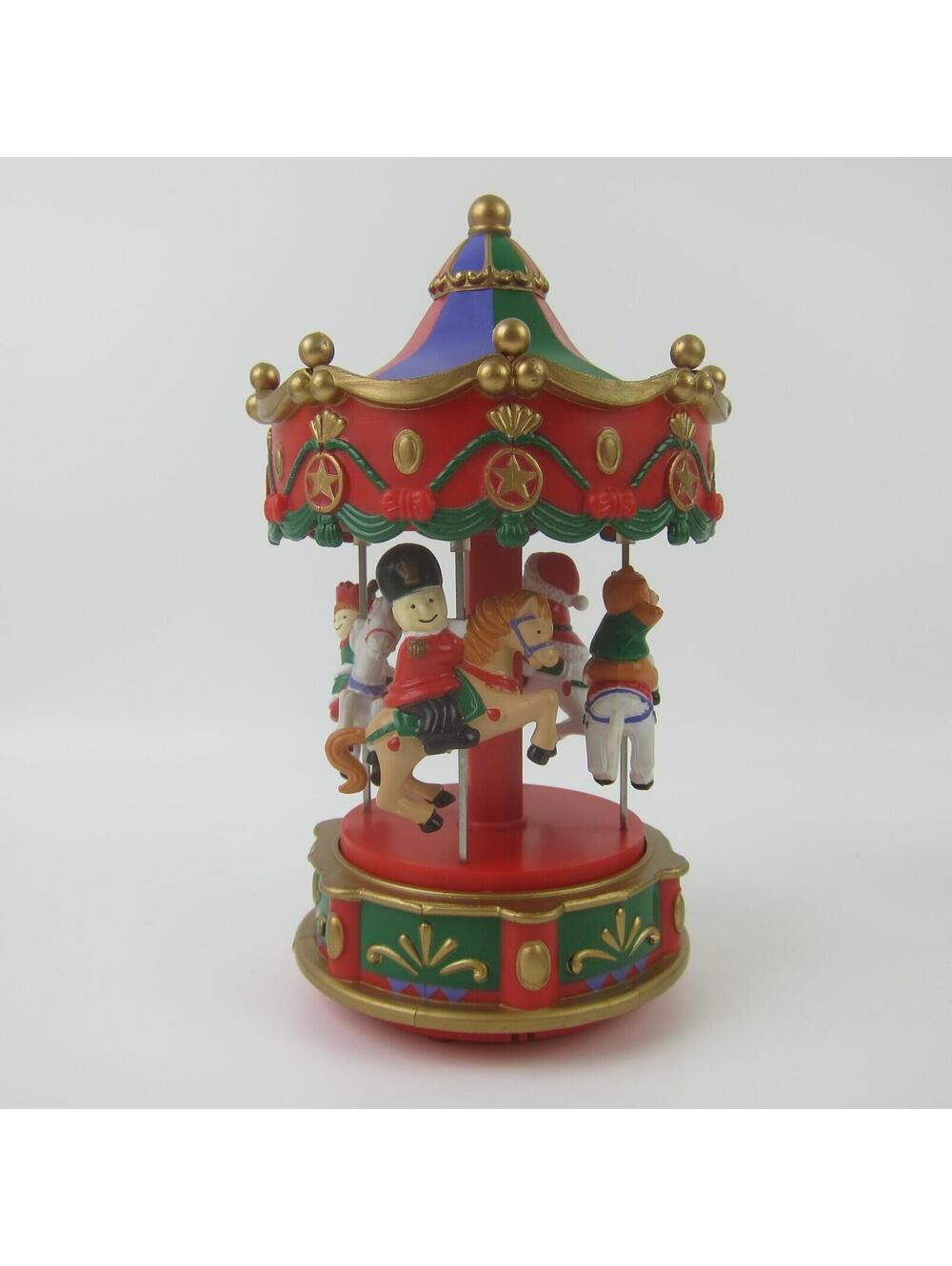 Vintage Christmas Electronic Carousel Horses Move & Plays 12 Melodies With Box - Picture 4 of 16